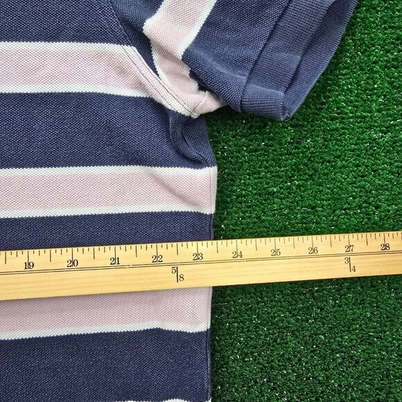Brooks Brothers Polo Shirt Mens 2XL Blue Striped Short Sleeve Slim Fit Preppy - Picture 3 of 6
